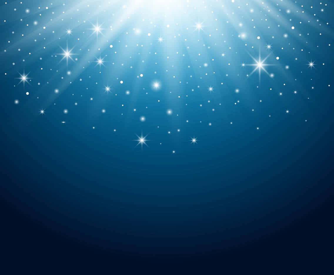 a blue background with stars and rays