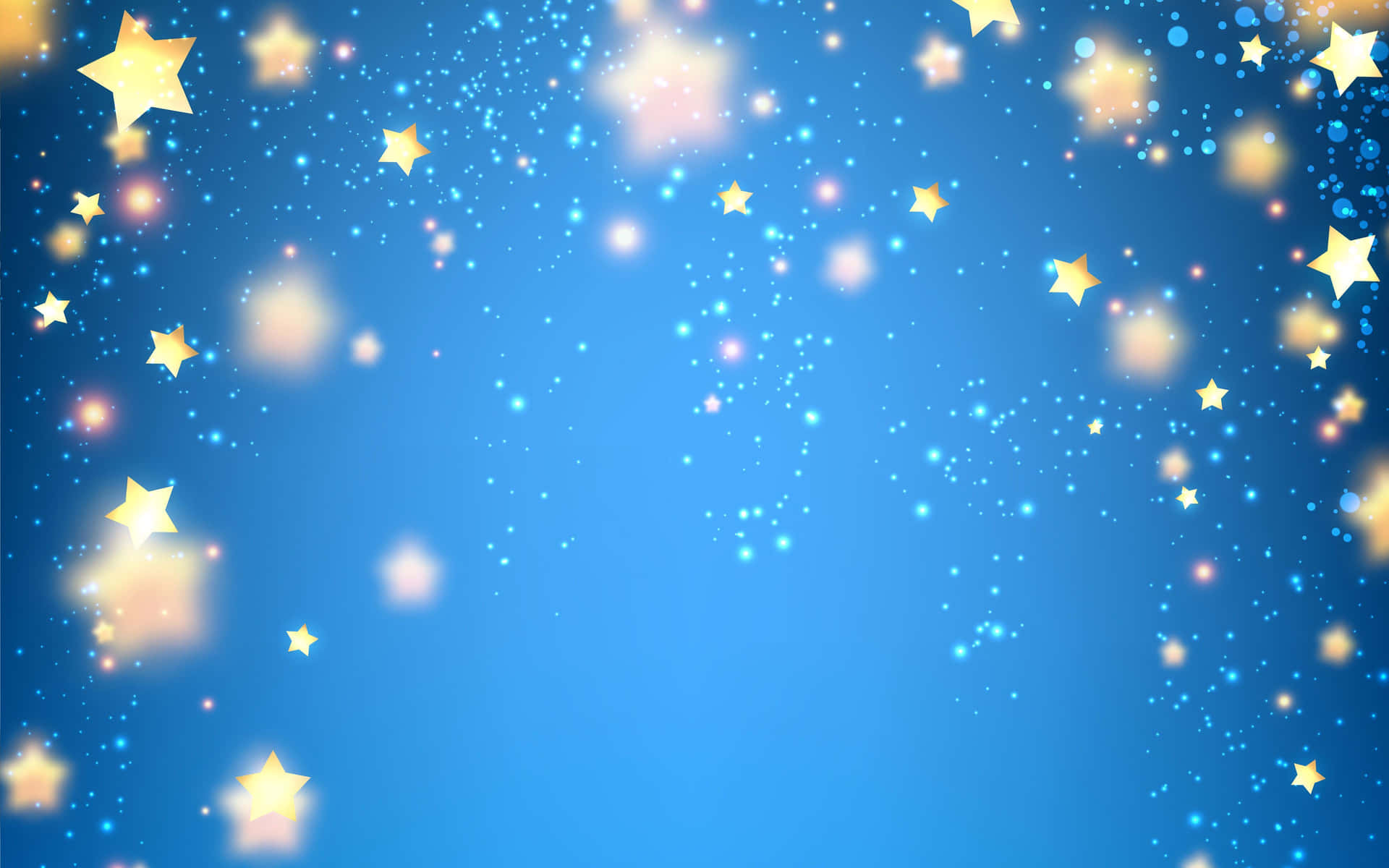 a blue background with stars and a light