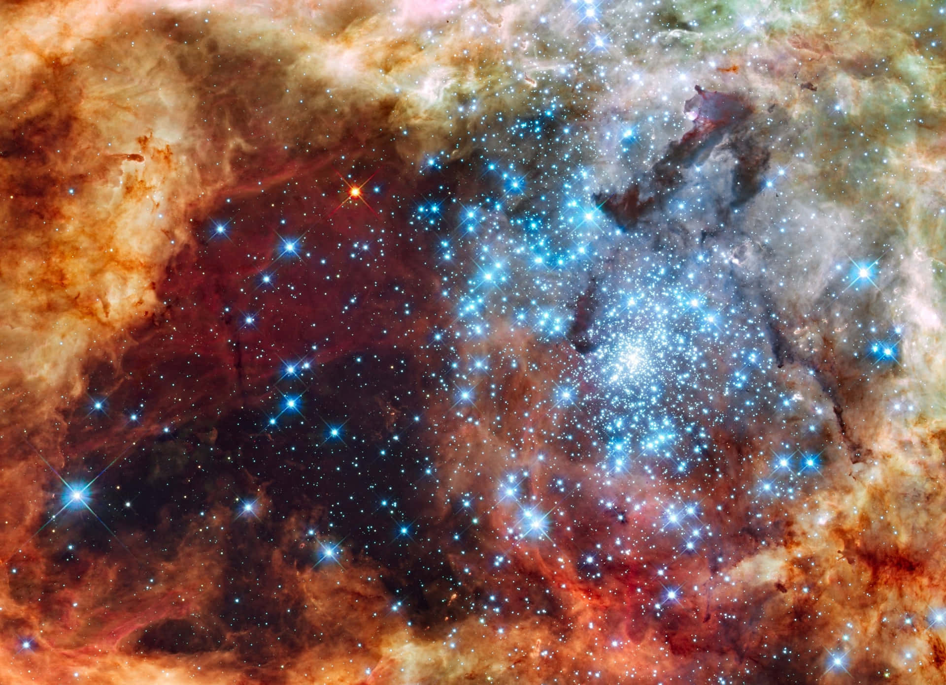 Caption: Stunning Star Cluster Formation in Deep Space Wallpaper