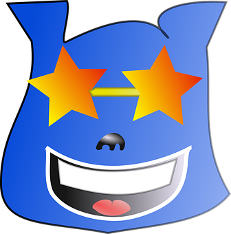 Star Eyed Blue Face Emoji PNG