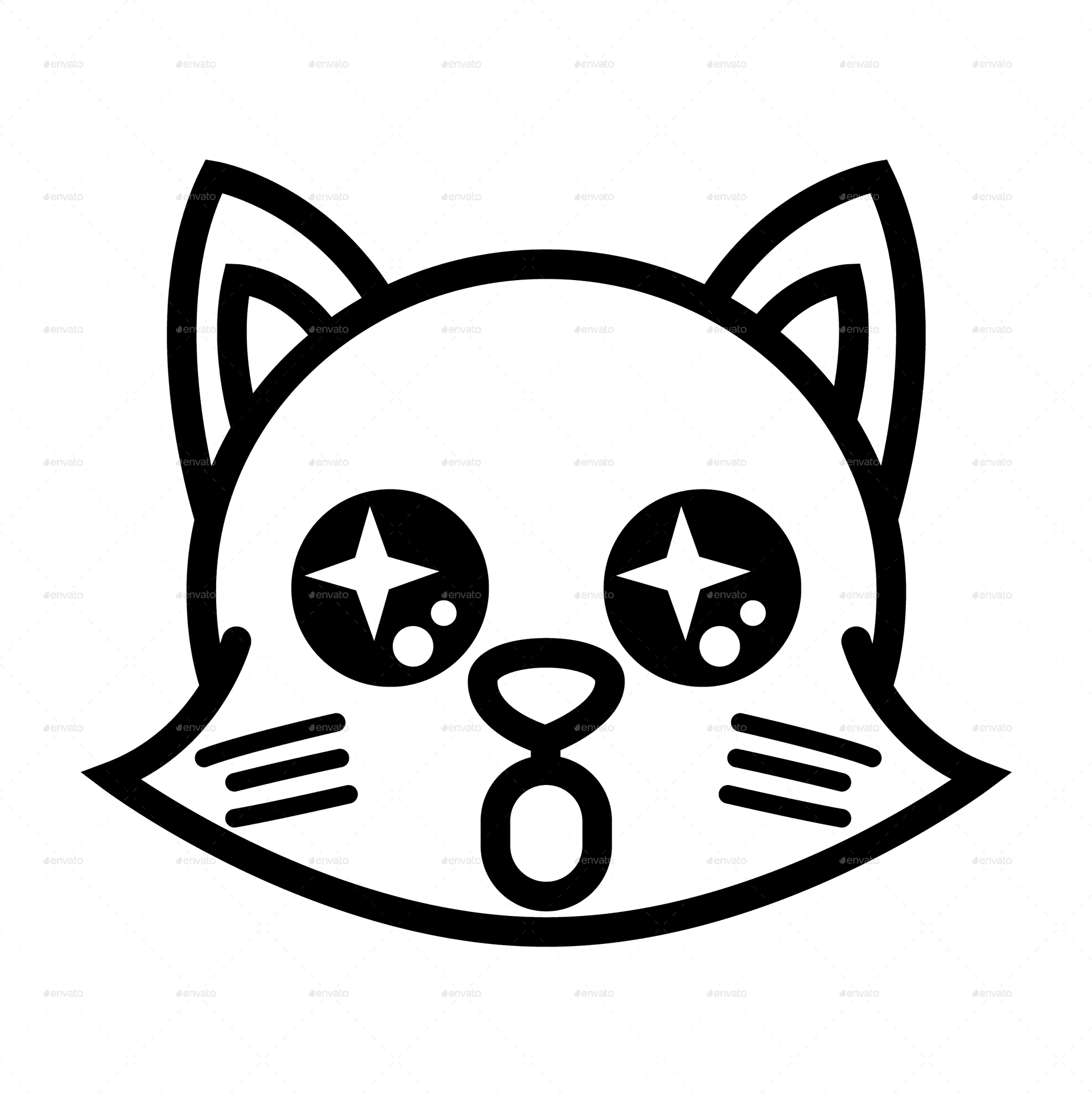 Star Eyed Cartoon Cat PNG