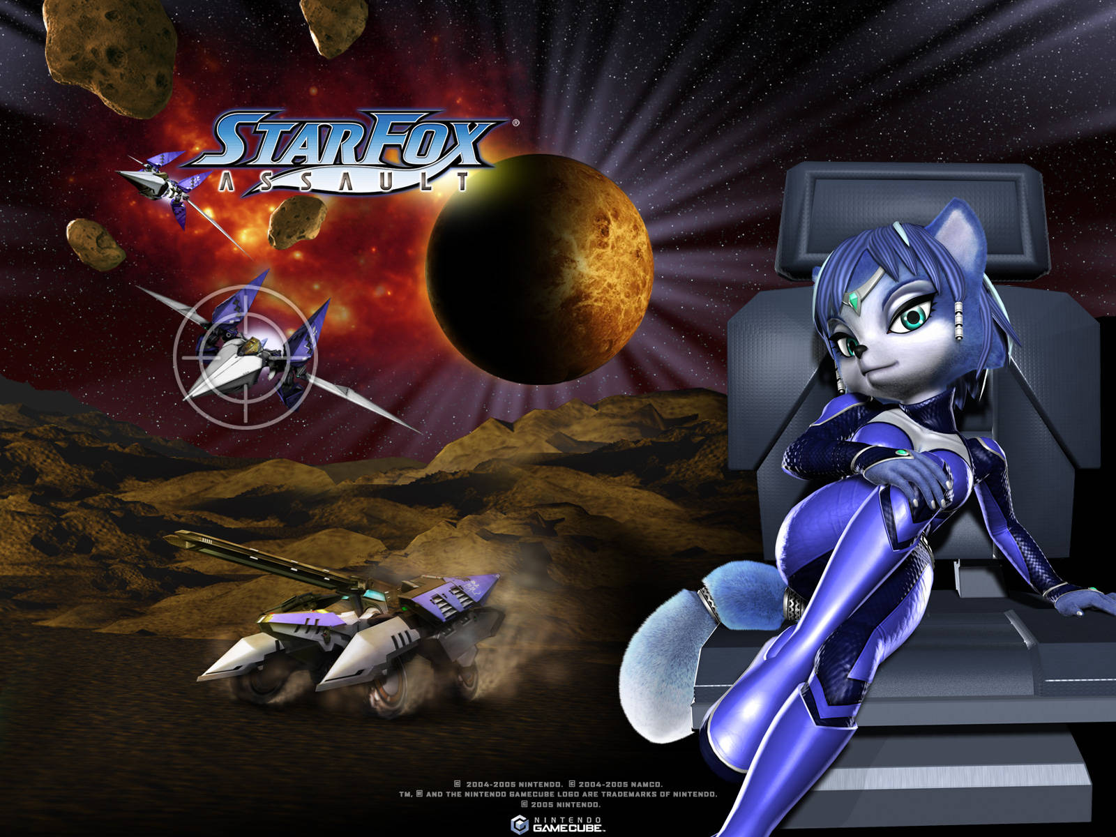 Starfox Assault Krystal Auf Einem Stuhl Wallpaper