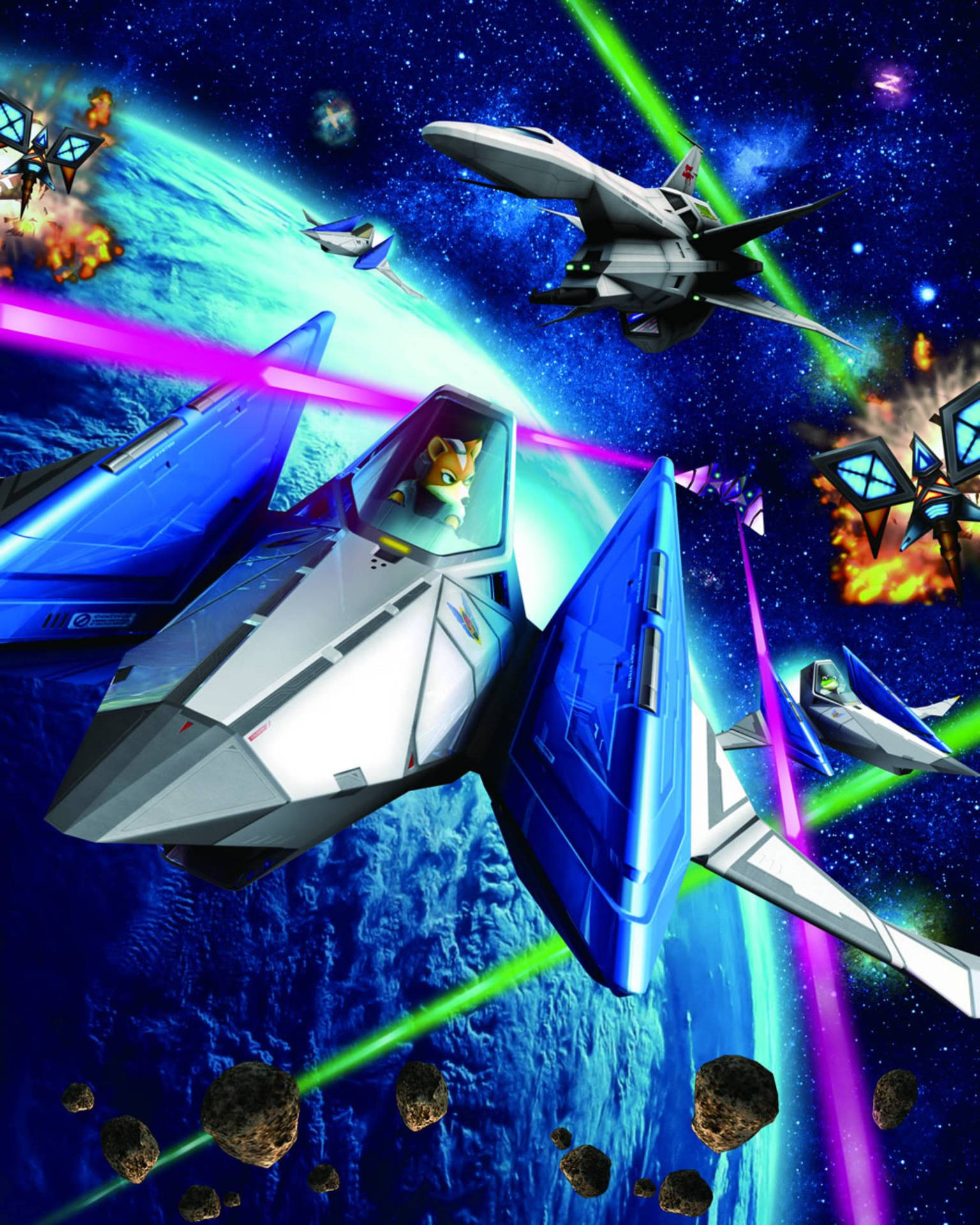 Star Fox Battleship Fight Comic Art Wallpaper