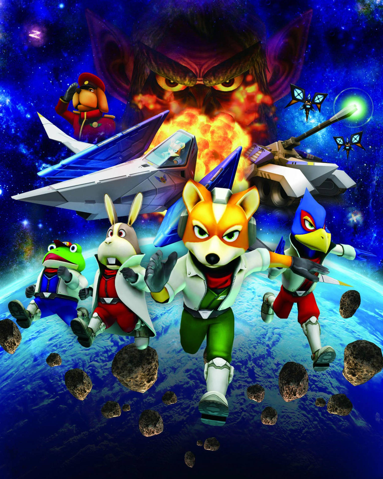 Star Fox Characters Running From Explosion Wallpaper
