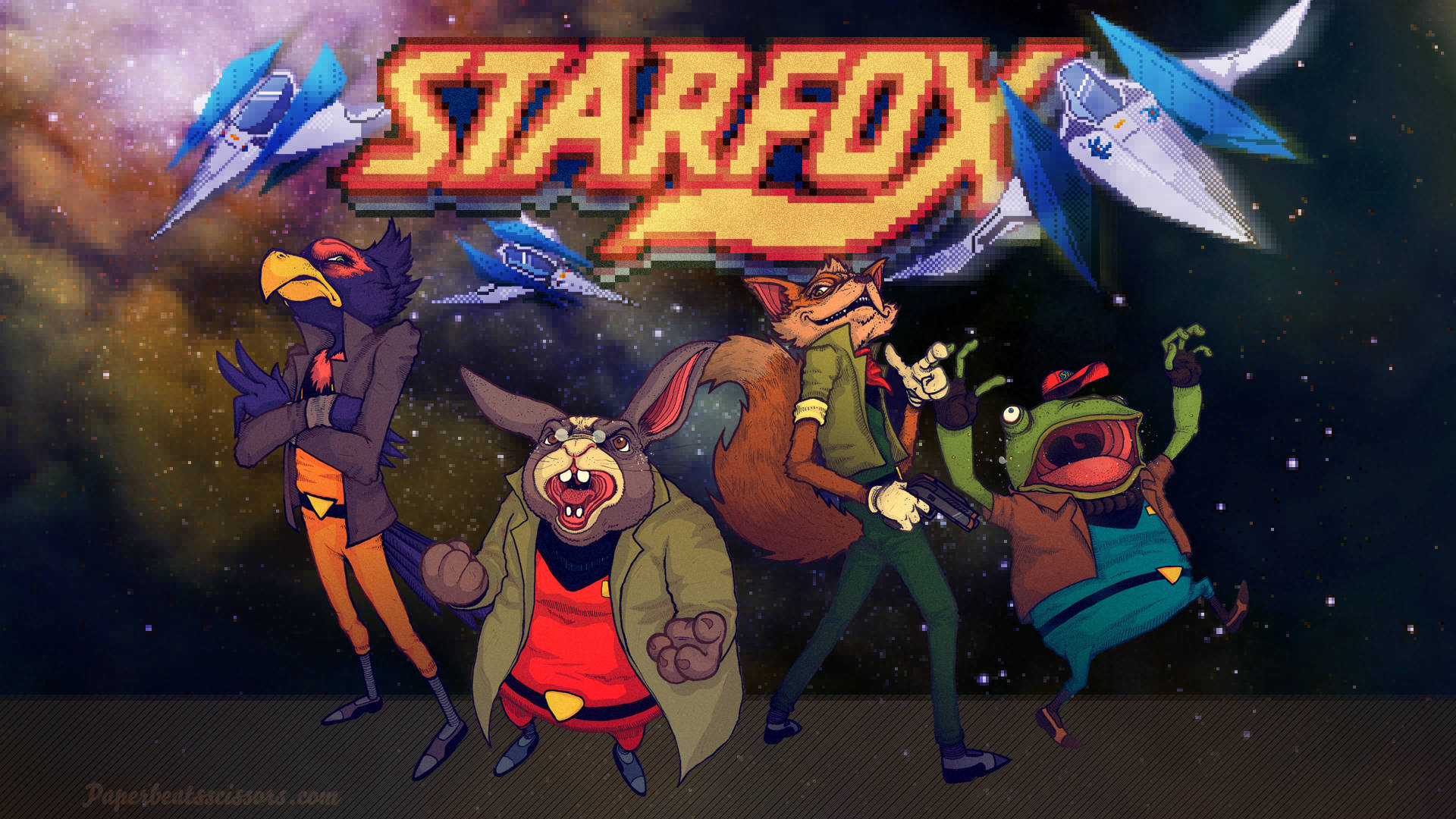 Starfox Retro Charakter Kunst Wallpaper