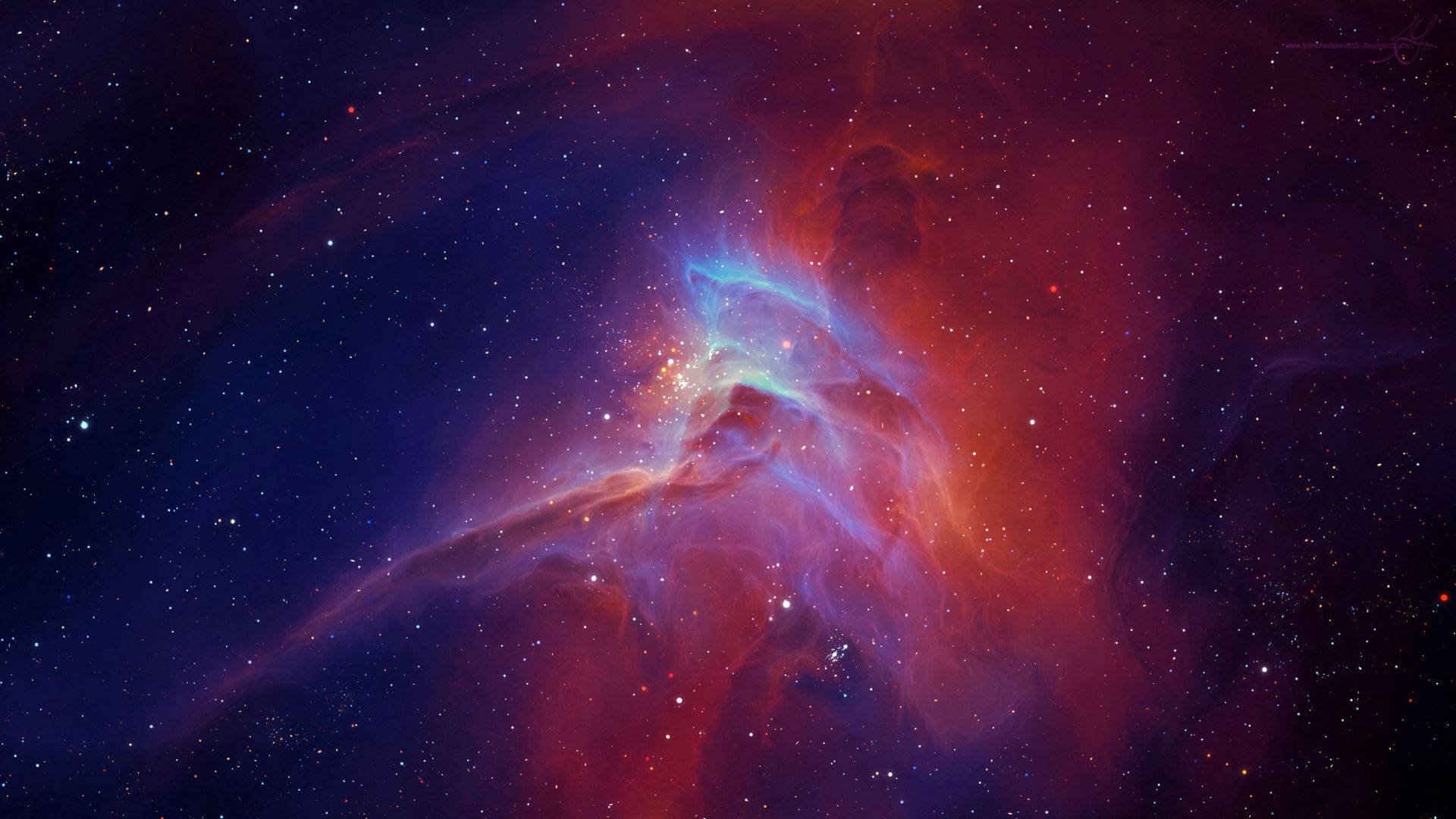 Glowing Star and Nebula Lightshow in the Universe Wallpaper