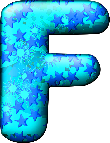 Star Patterned Blue Letter F PNG