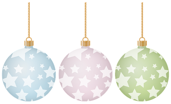 Star Patterned Christmas Ornaments PNG
