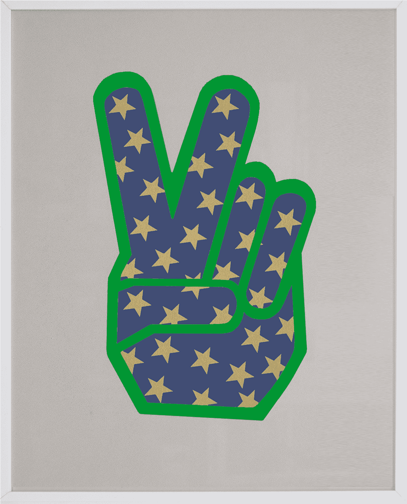 Star Patterned Peace Sign Hand Gesture PNG