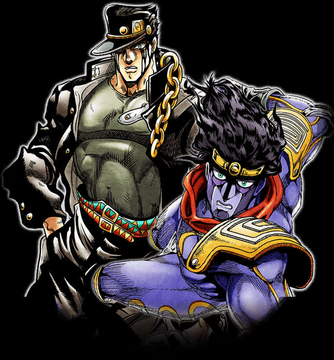 Star Platinumand Jotaro Kujo Illustration PNG