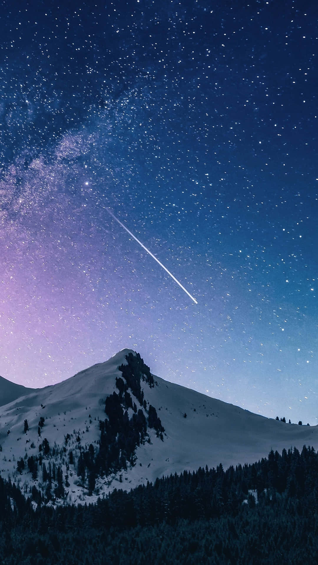 Fondode Pantalla De Cielo Estrellado Con Montaña Nevada Fondo de pantalla