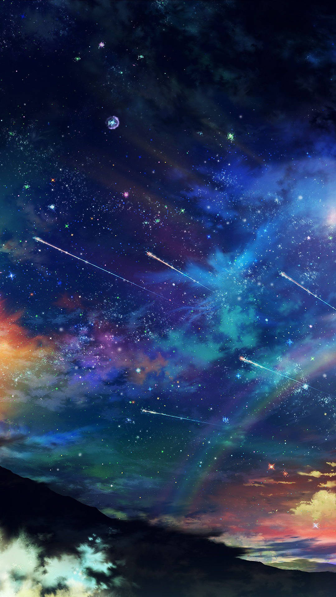 Shooting Stars In Blue Space Wallpaper