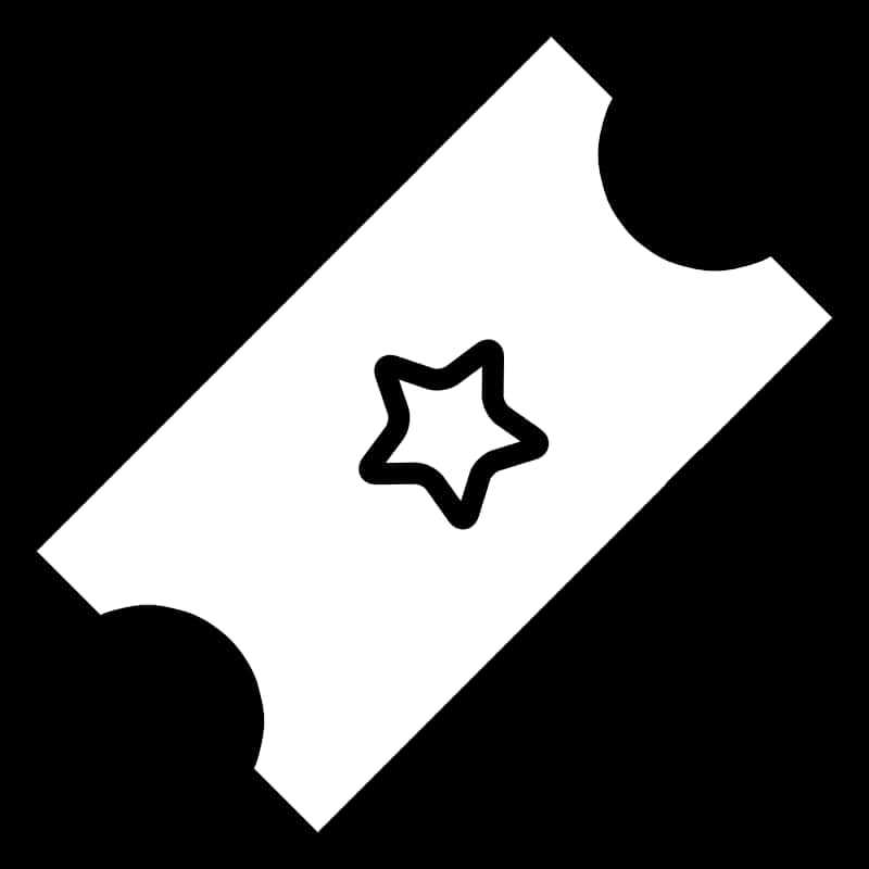 Star Ticket Icon Blackand White PNG