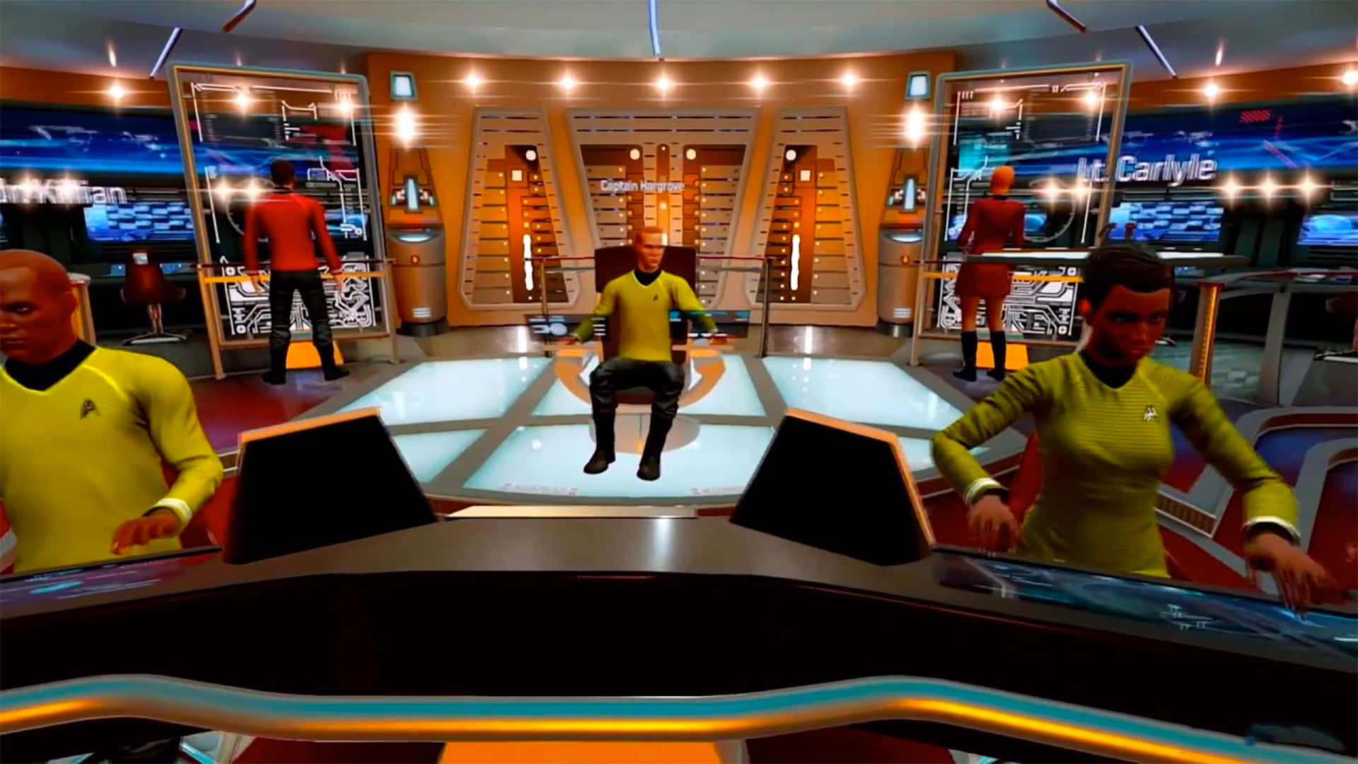 Equipeda Ponte Da Enterprise De Star Trek Em Um Jogo De Vídeo. Papel de Parede