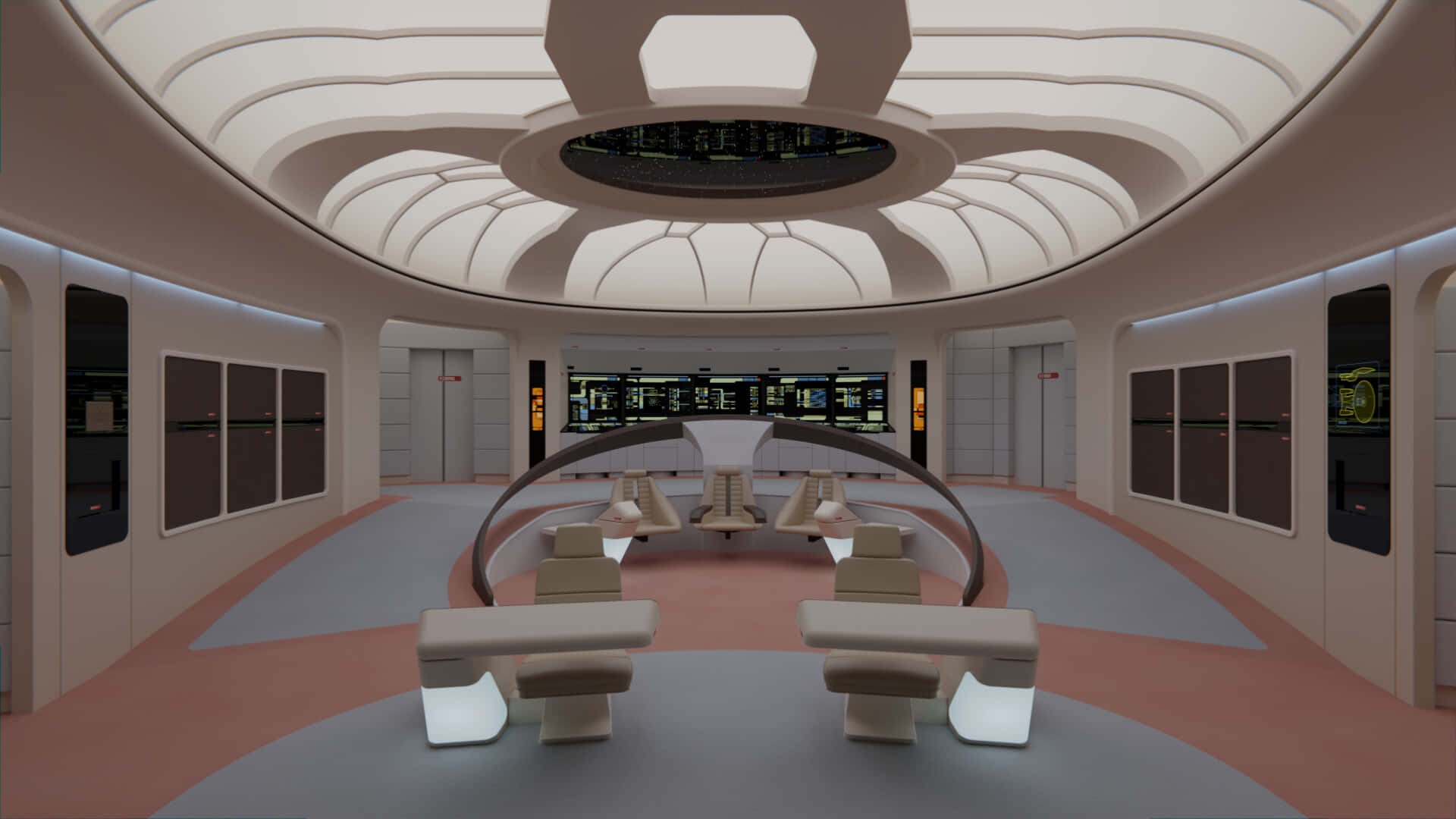 USS Yamato Star Trek Enterprise Bridge Interior Digital Artwork Wallpaper