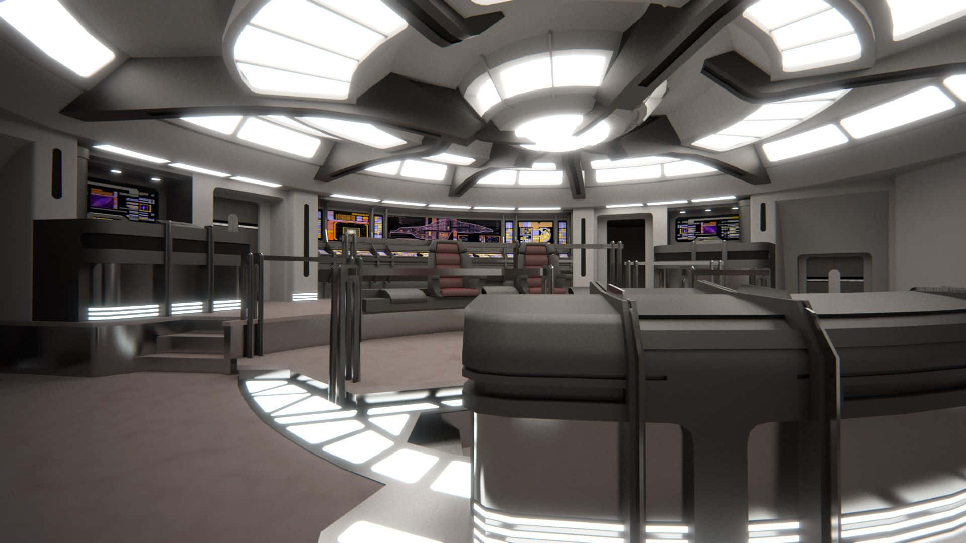 Star Trek Enterprise Bridge Gray Interior Design Wallpaper