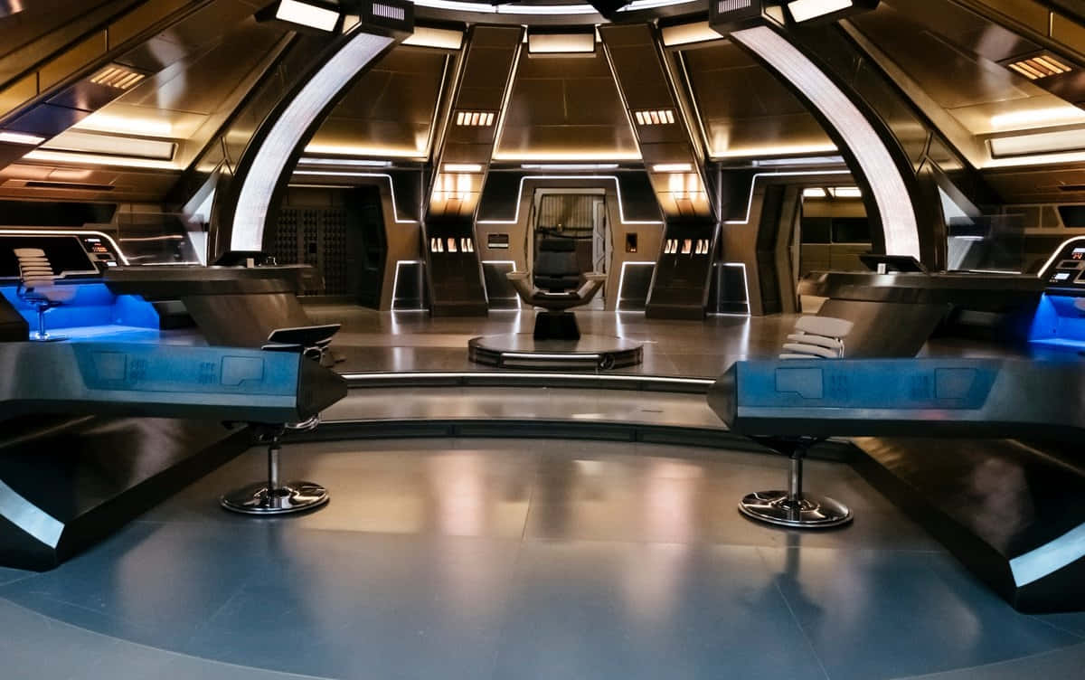 Futuristic Star Trek Enterprise Bridge Spaceship Photograph Wallpaper