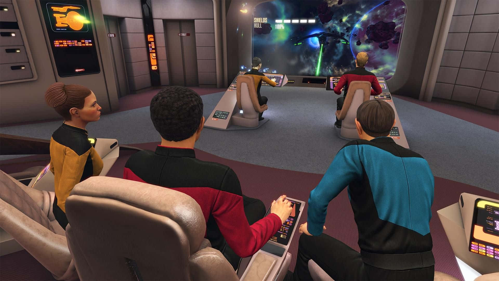 Star Trek Enterprise Bridge With Crew Members Wallpaper