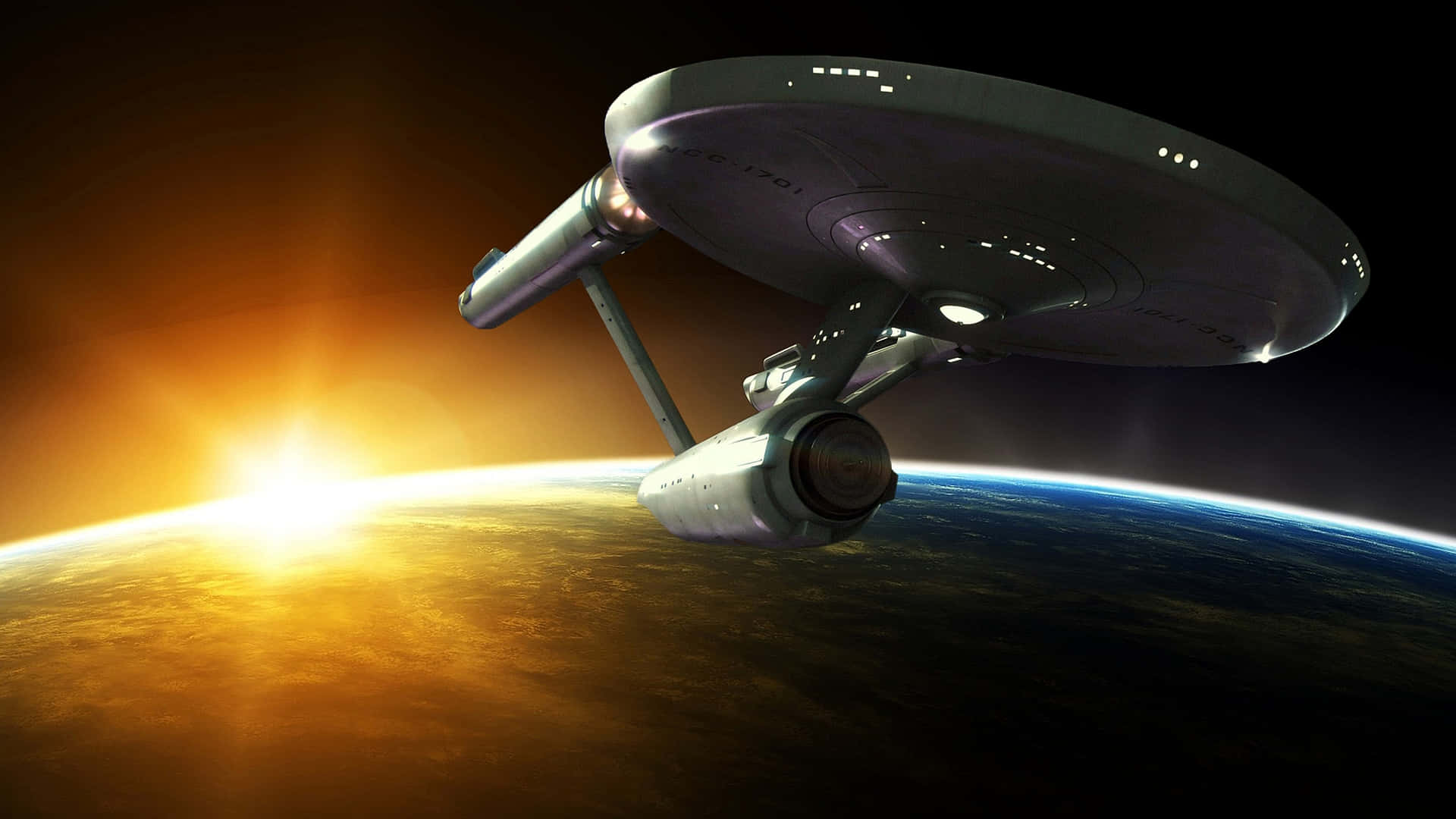 The U.S.S. Enterprise-D treks through space Wallpaper