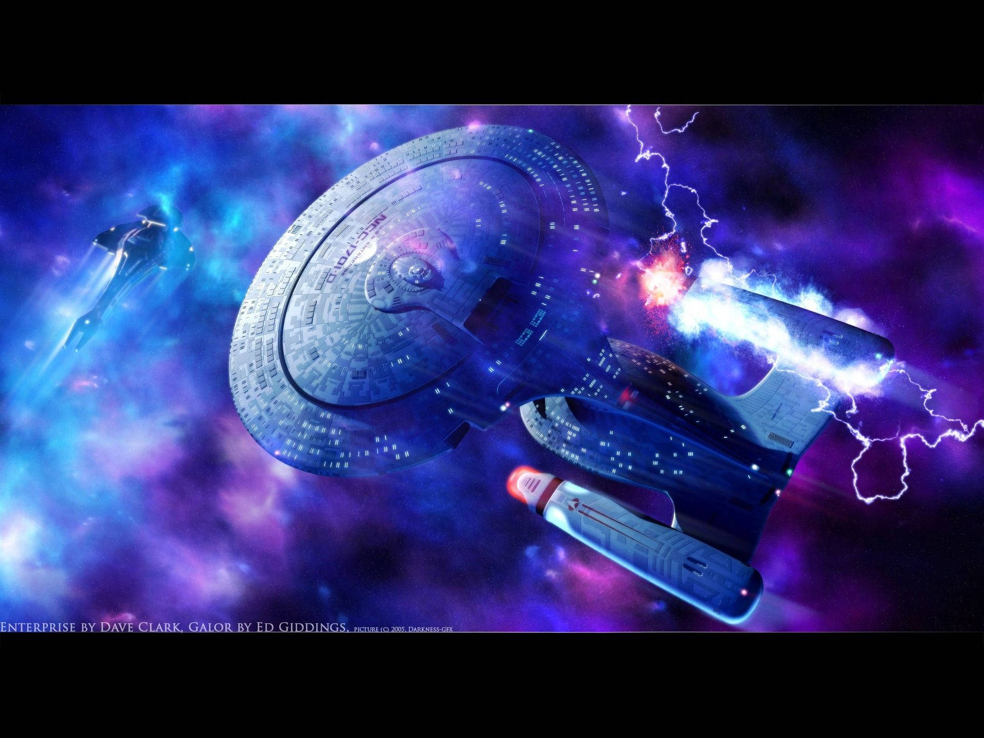 Star Trek Fire Fight With D Spaceship Wallpaper