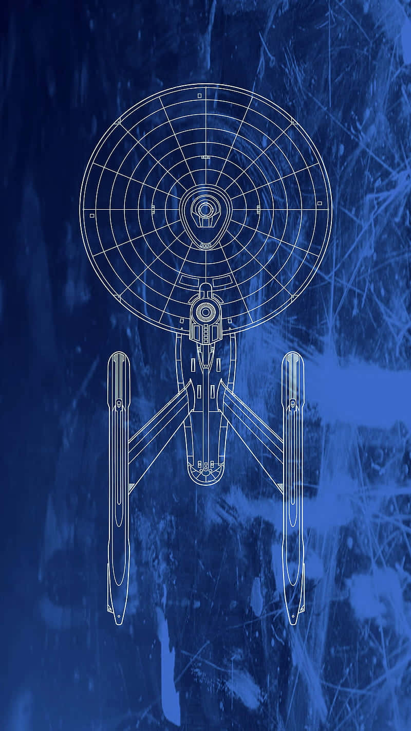Star Trek Phone Blue Outline Enterprise Wallpaper