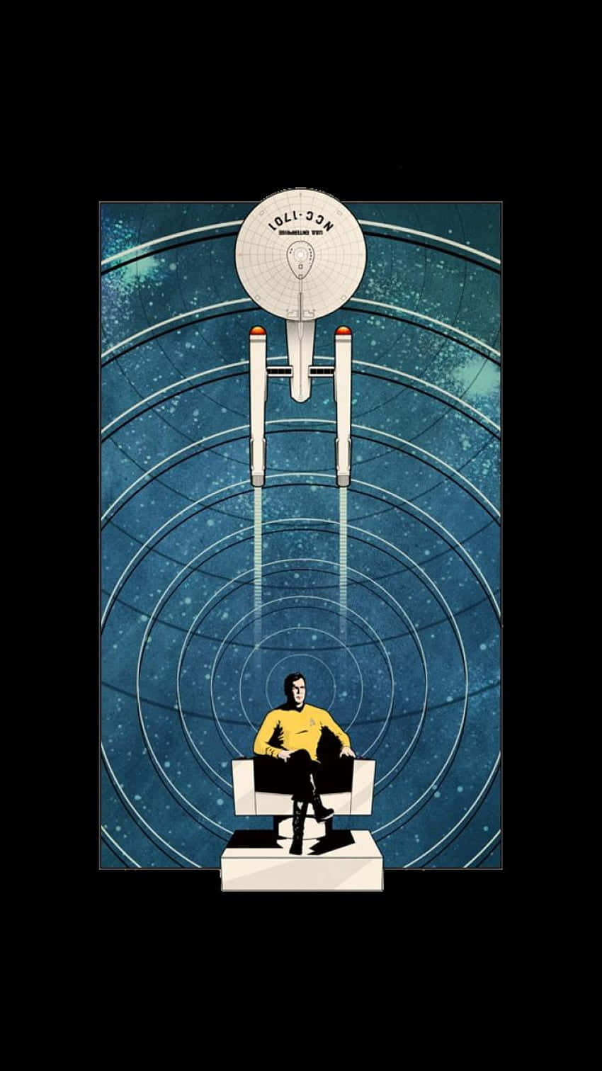 Star Trek Phone Spaceship Above Chair Wallpaper