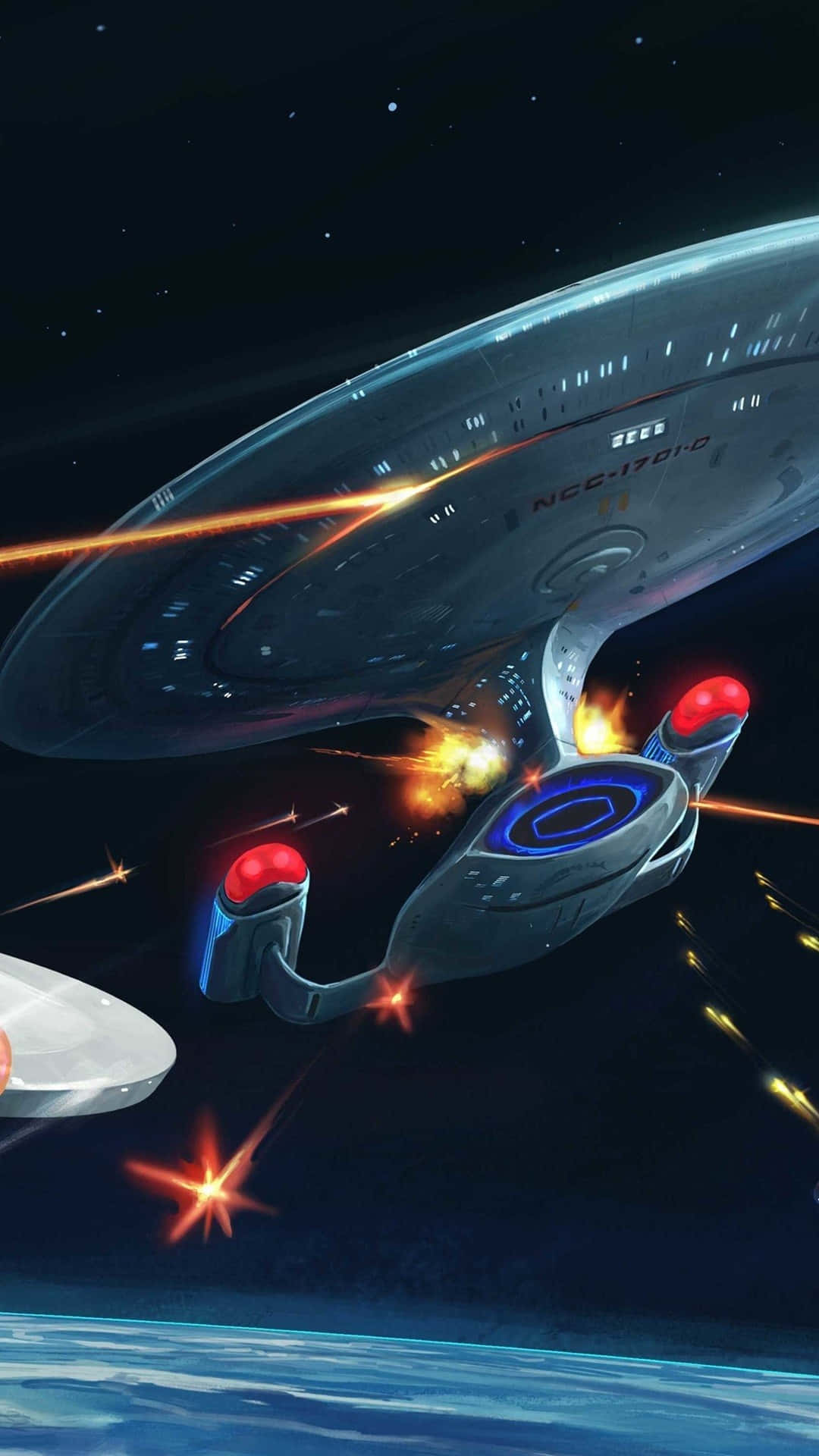 Star Trek Phone Spaceship Firing Shots Wallpaper