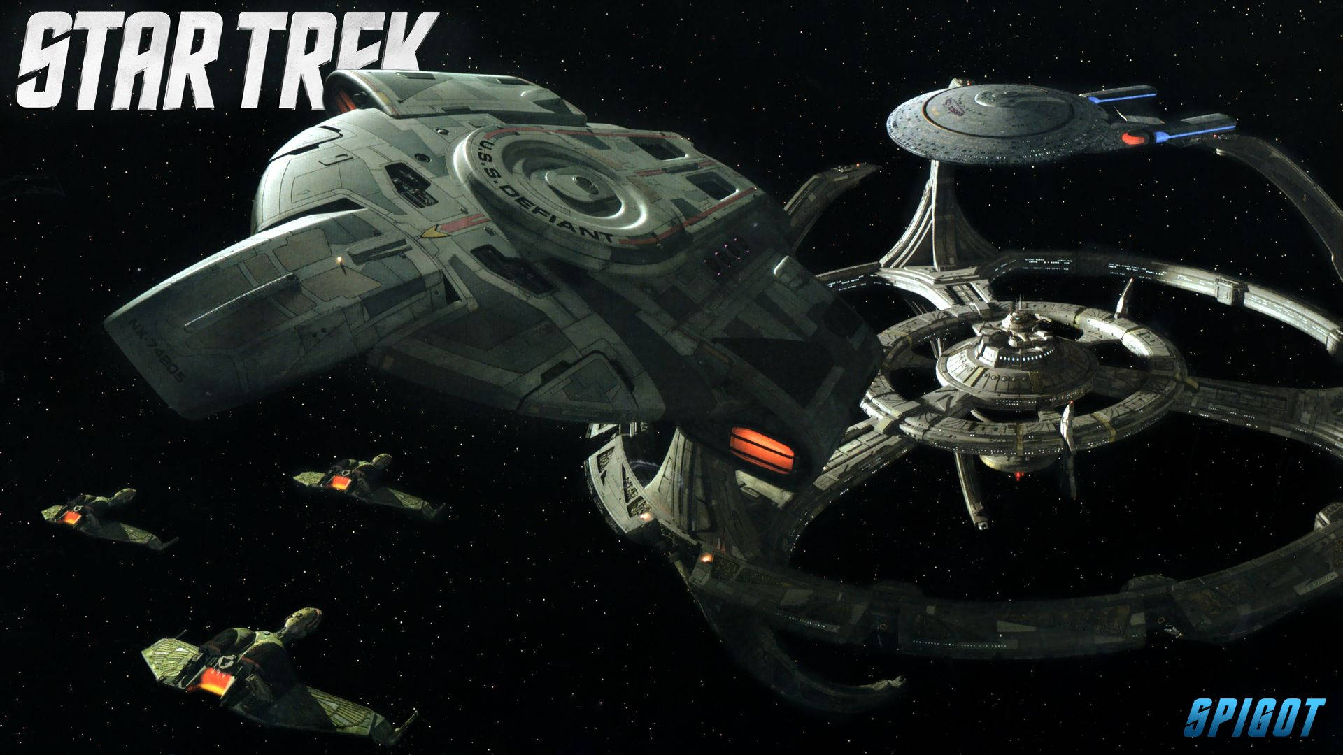 Star Trek Starship Uss Defiant At Station Wallpaper