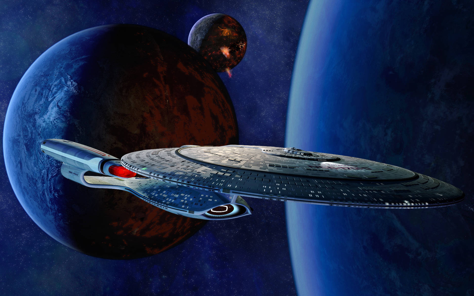 Star Trek Starship USS Enterprise Three Planets Wallpaper