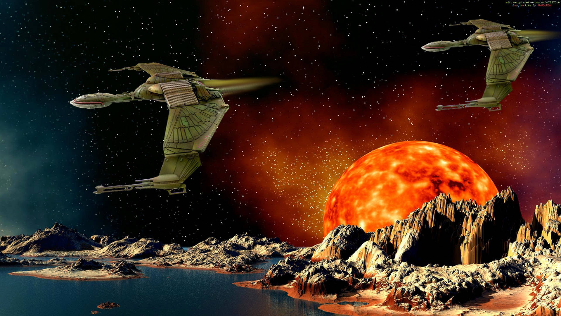 Star Trek Starships Klingon Starships On Planet Wallpaper