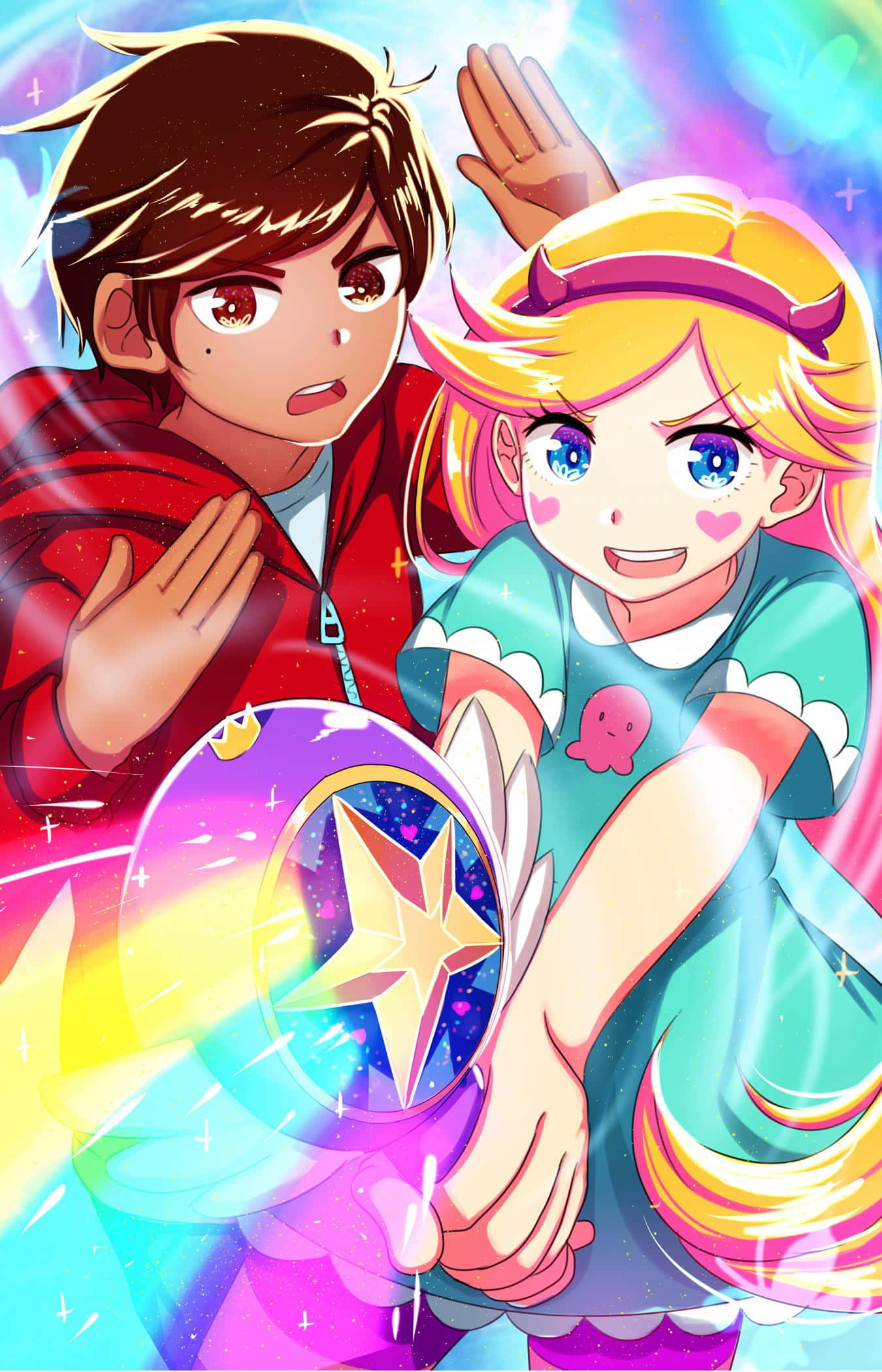 Star and Marco embarking on magical adventures in Star vs The Forces of Evil wallpaper
