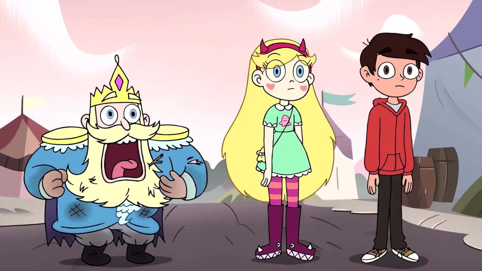 Star Butterfly and Marco Diaz from Star Vs The Forces Of Evil in a vibrant action scene