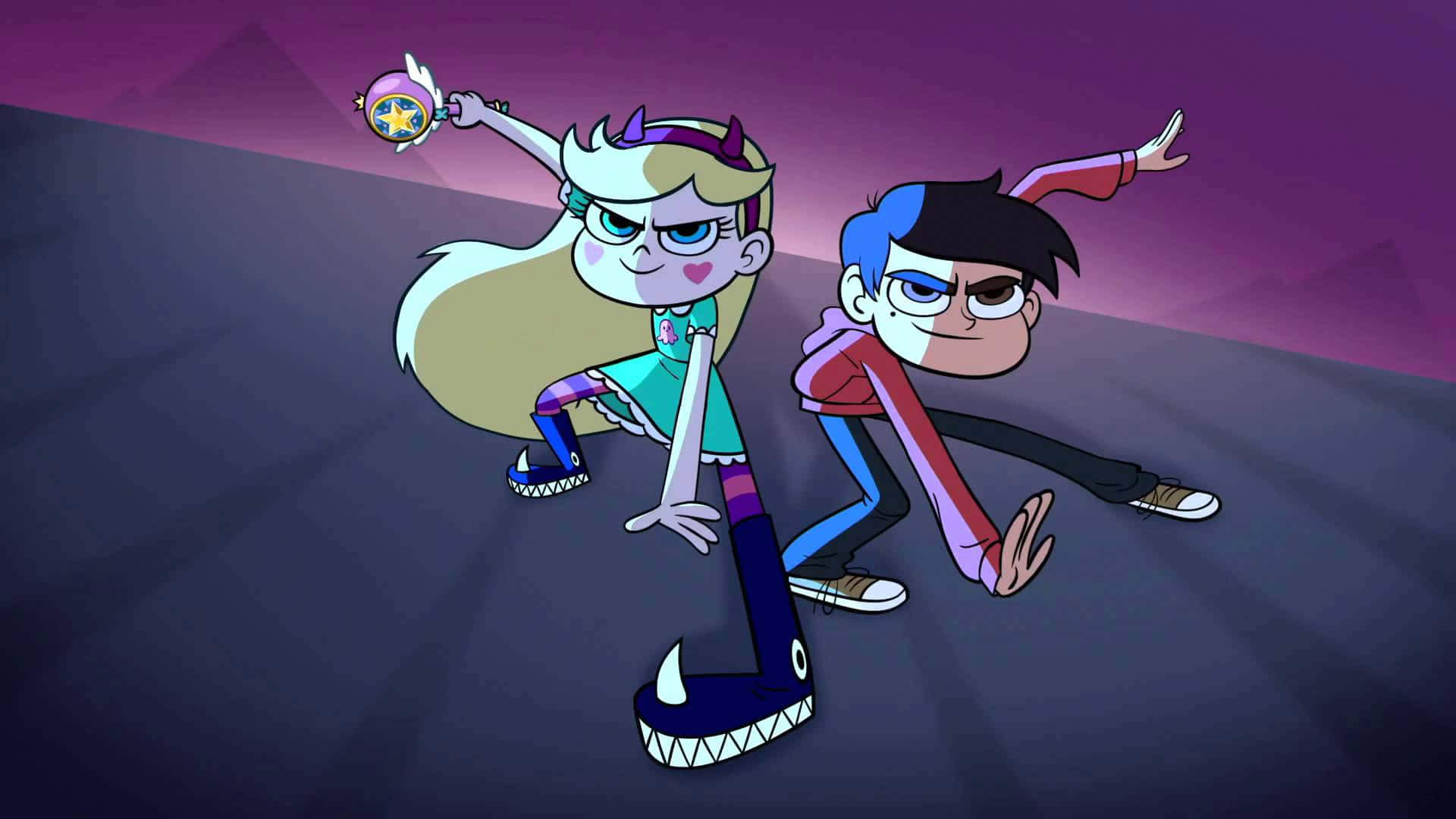 Caption: Star Butterfly and Marco Diaz in Star Vs. The Forces of Evil magical adventure