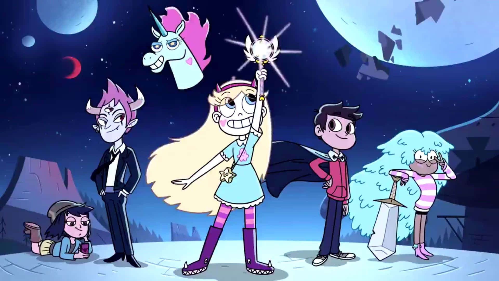 Caption: Star and Marco in an epic battle against the monsters in the magical world