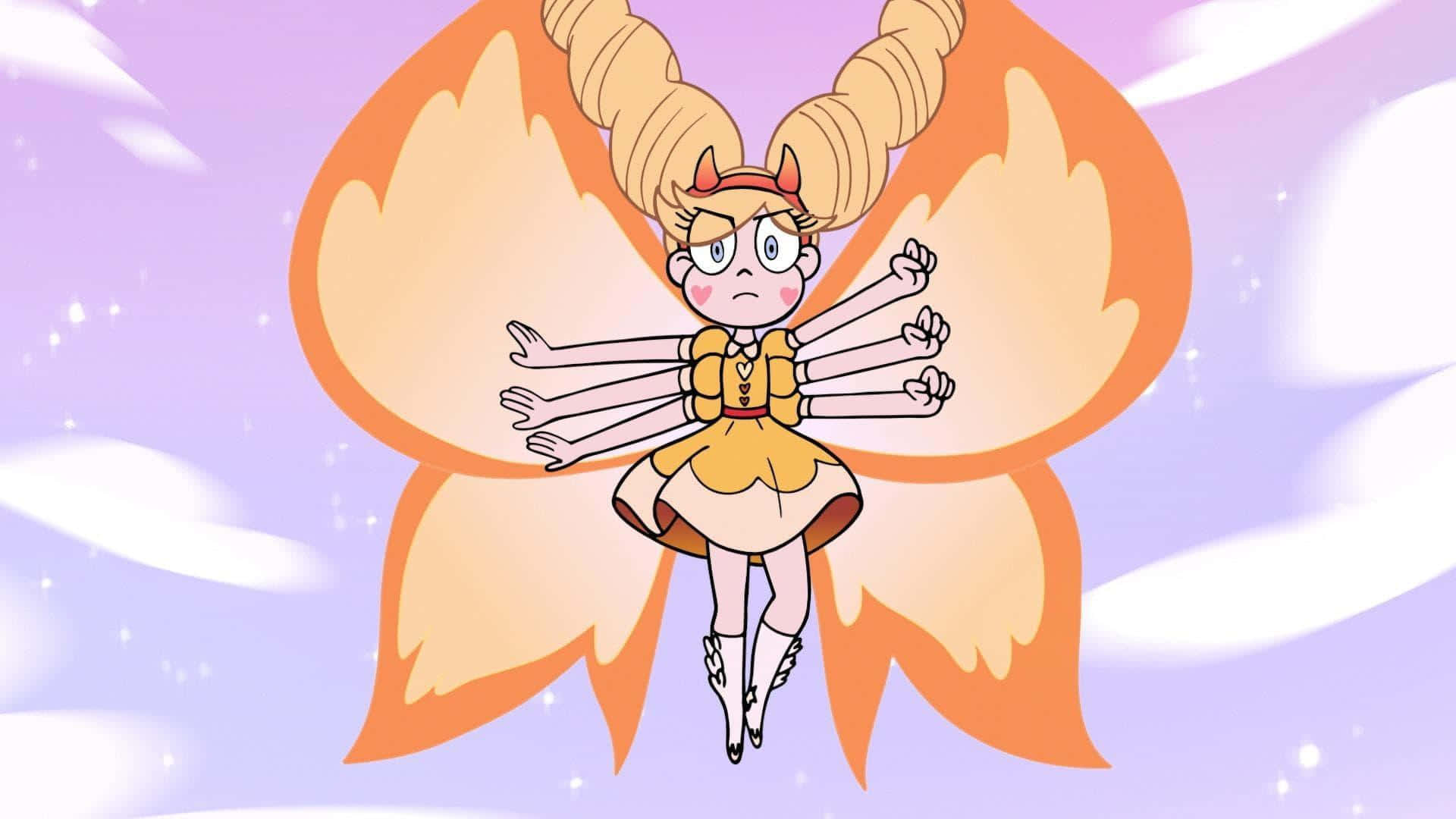 A Cartoon Girl With A Butterfly On Her Back
