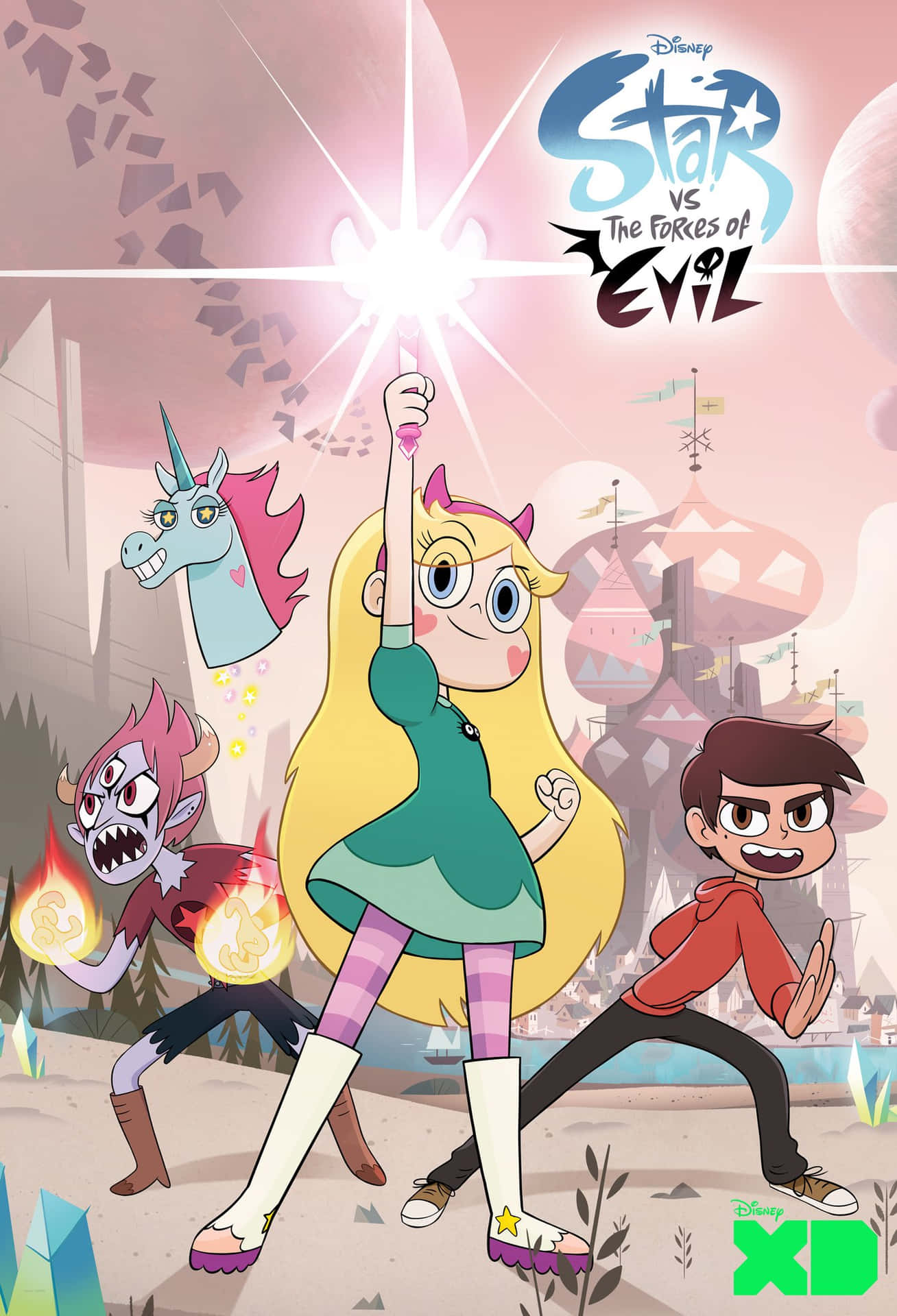 Wielding magical powers, Star Butterfly fights the forces of evil