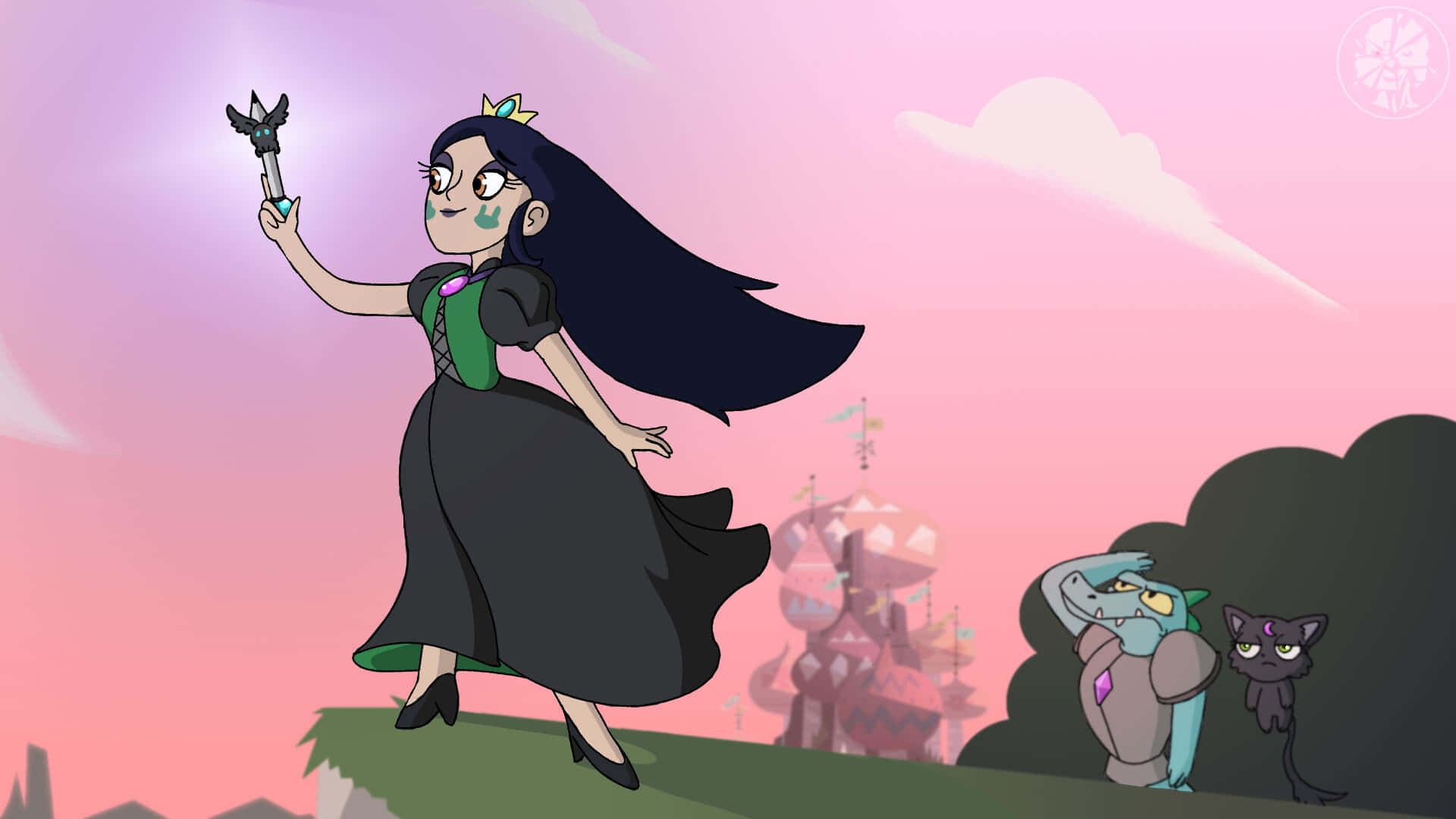 Uncartone Animato Di Una Principessa Con Una Bacchetta Magica