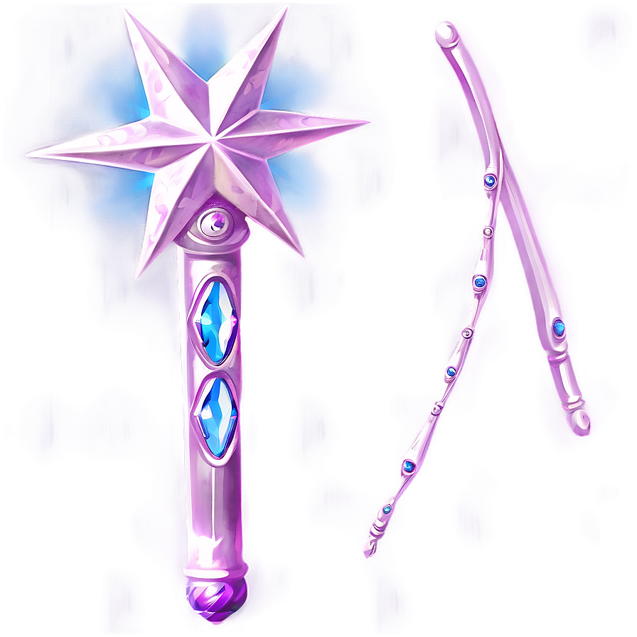 Star Wand With Crystals Png 06132024 PNG