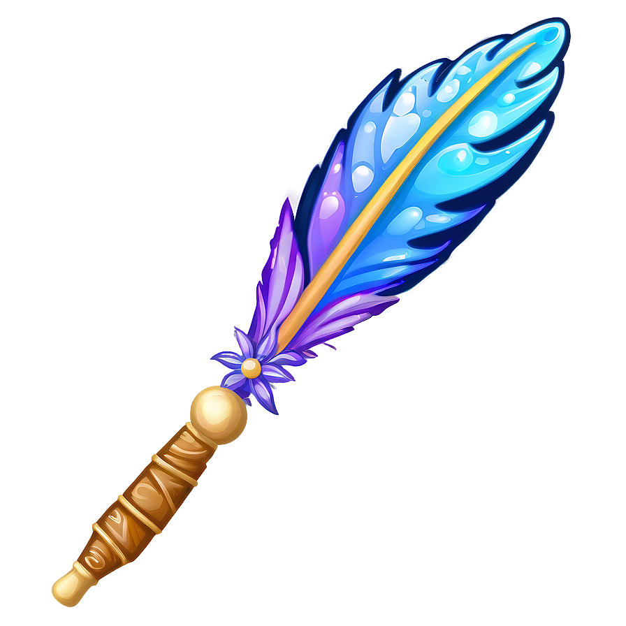 Star Wand With Feathers Png Ptd30 PNG