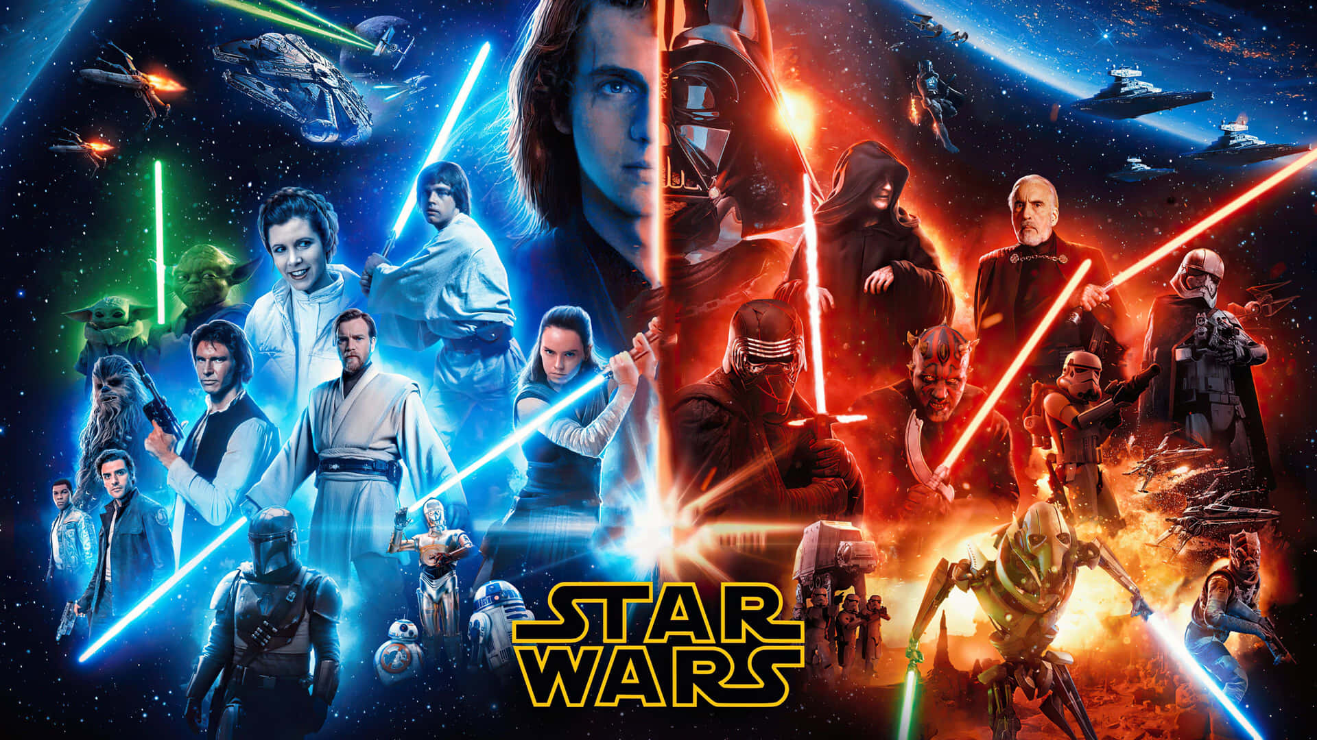 Light And Dark Force Star Wars Background