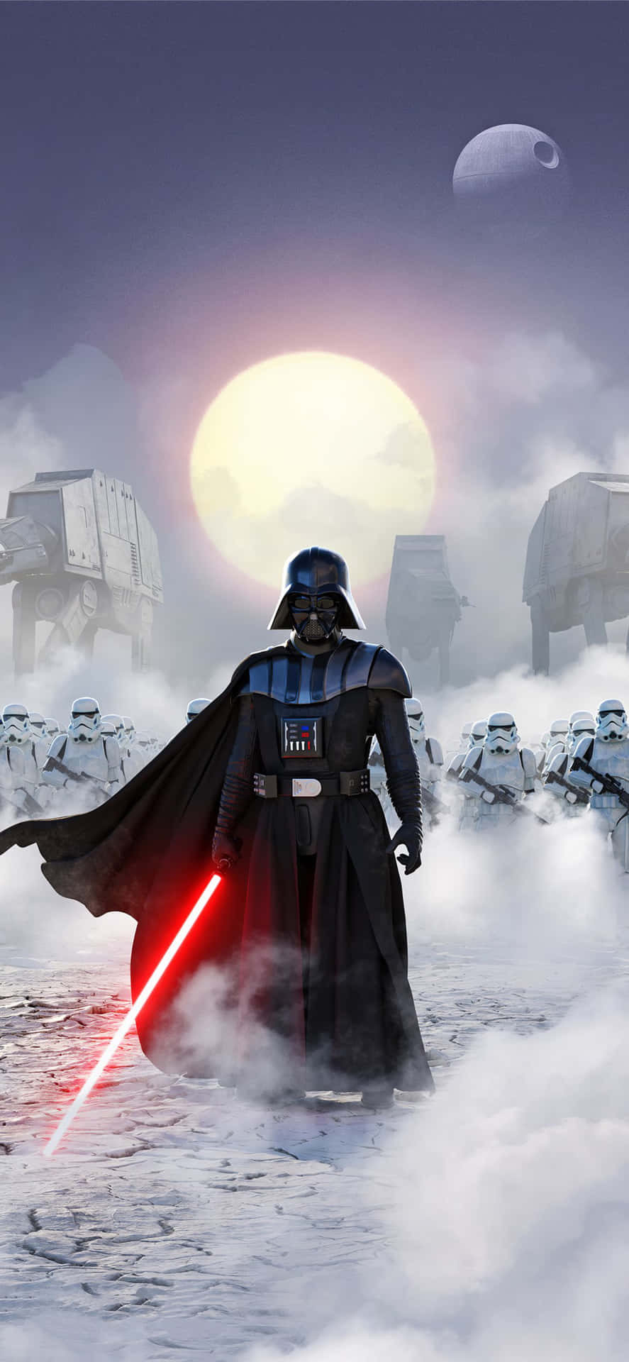 Stjernekrigs Darth Vader Og Stormtrooper Soldater Baggrund Mural