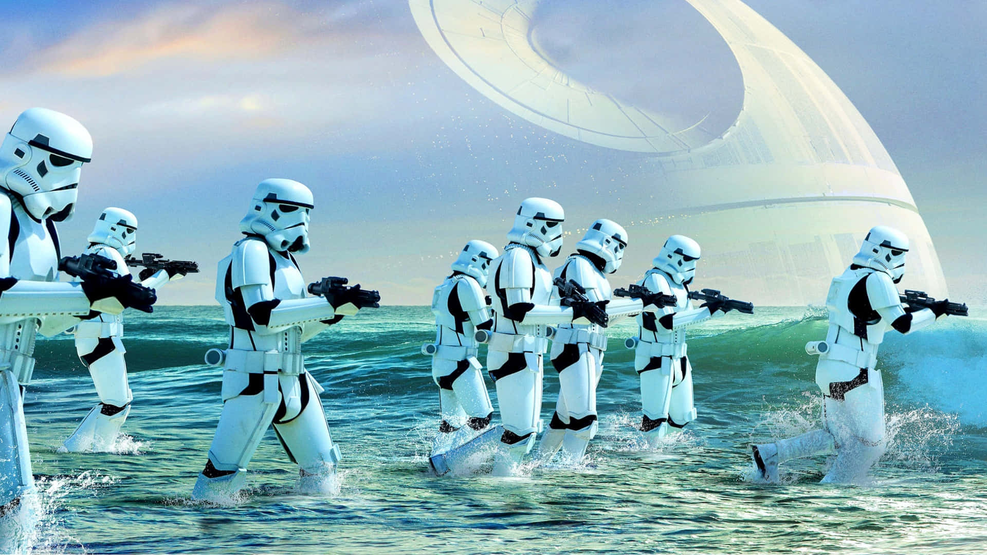 Star Wars Gruppe Af Stormtroopers Baggrund