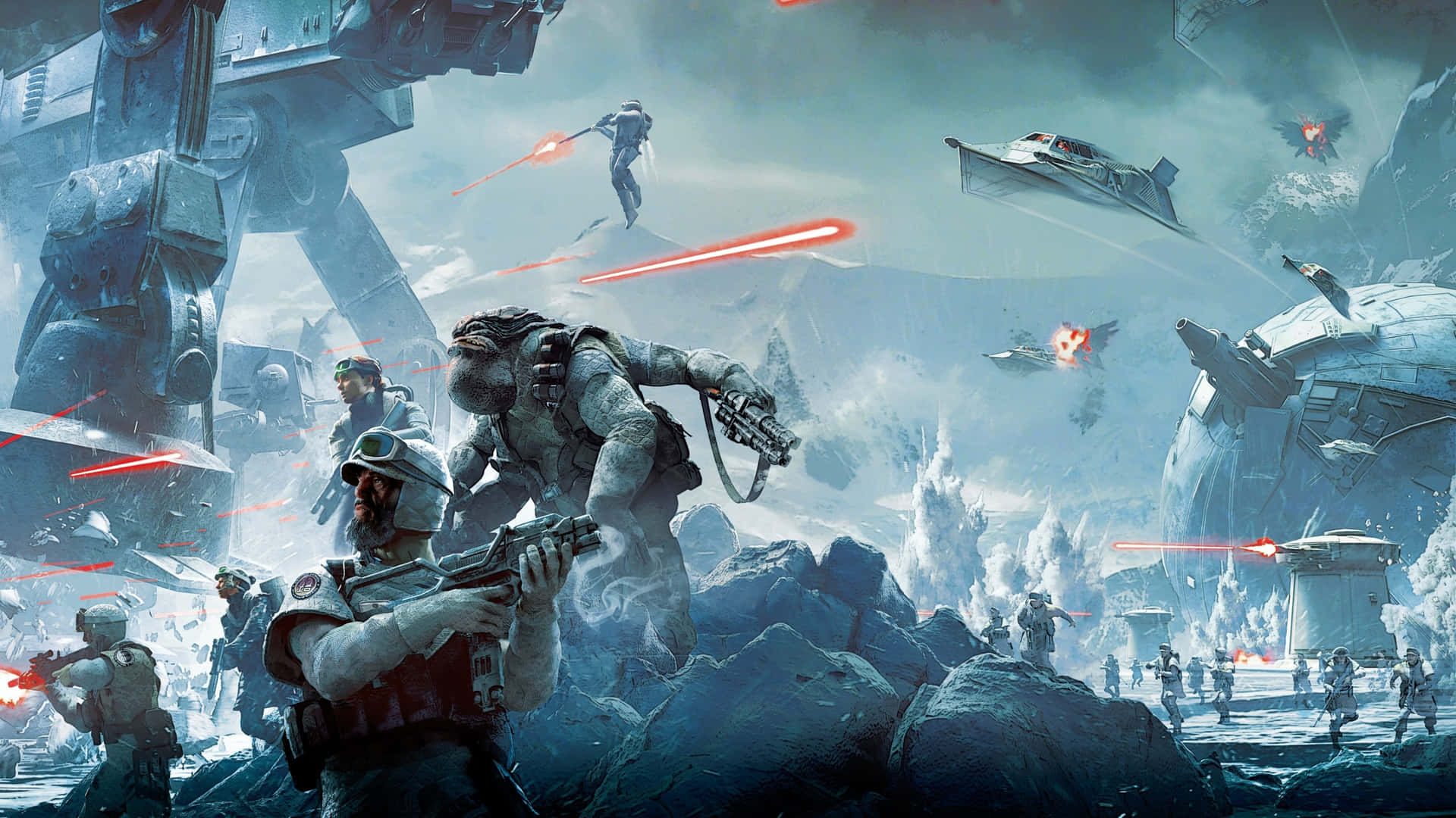 Star Wars Battle Scene Ultra Wide Wallpaper