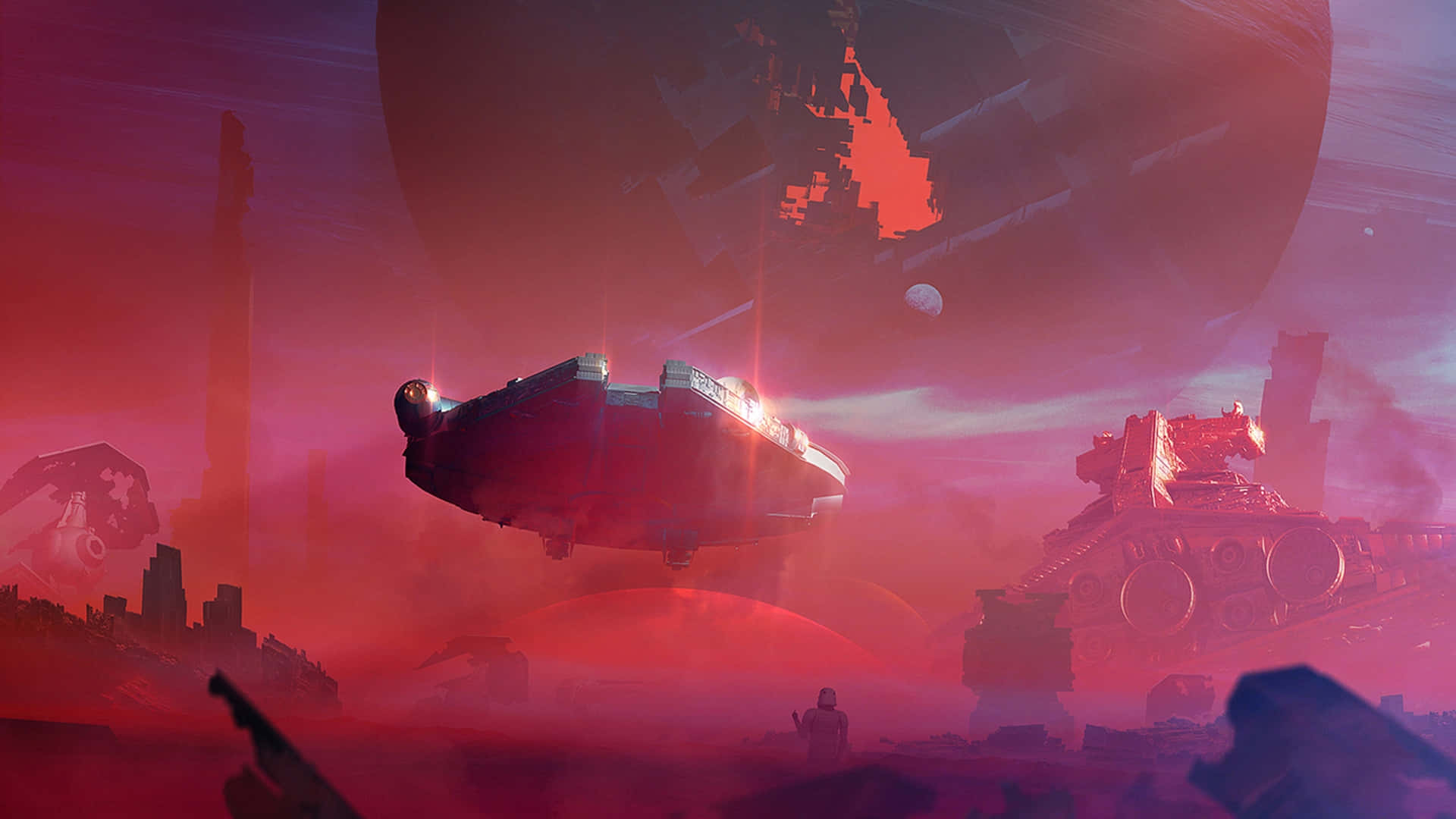 Star Wars Battlefront Red Nebula Spacecraft Wallpaper