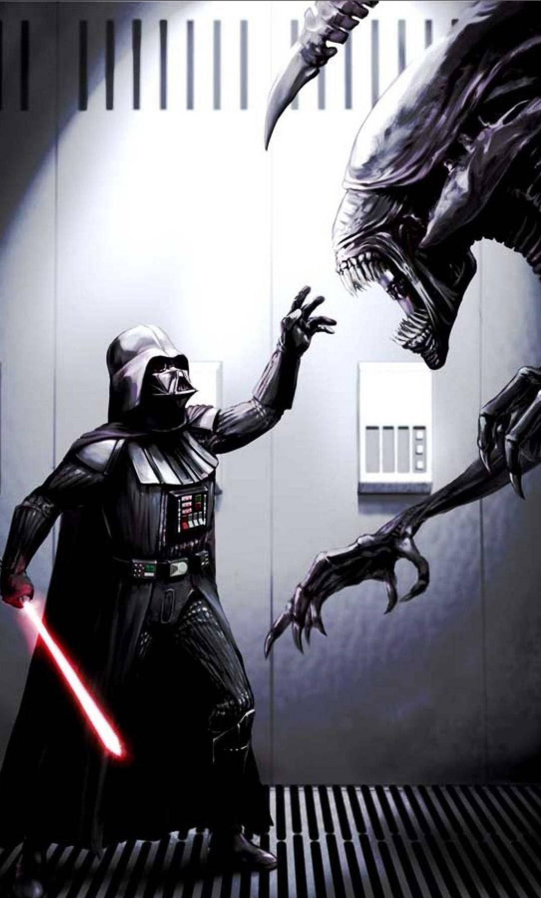 Alienocontro Darth Vader Da Star Wars Per Cellulare Sfondo