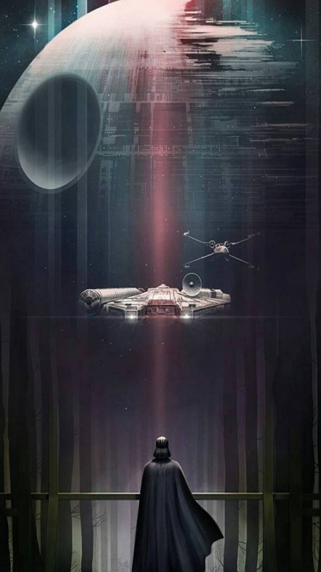 Dödsstjärnanoch Darth Vader Star Wars Mobiltelefon Wallpaper