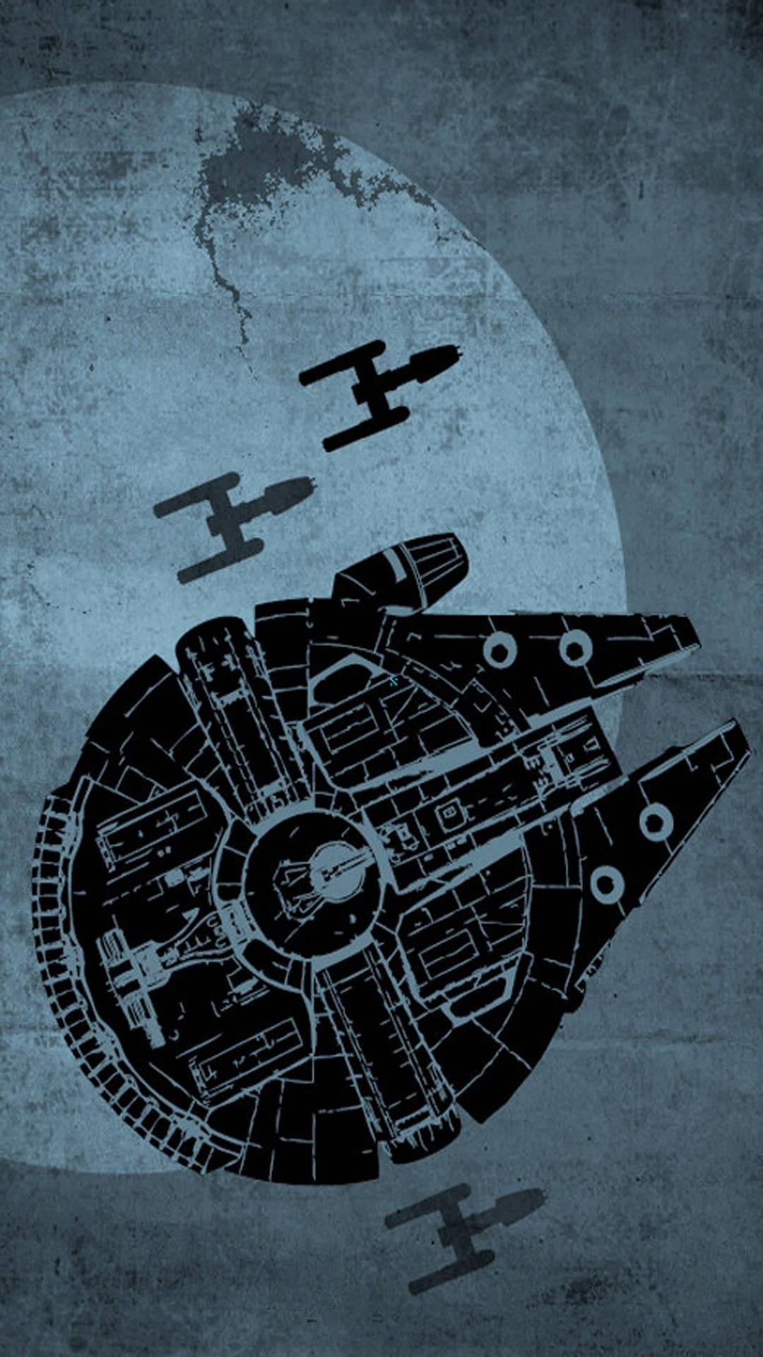 Ilustracióndel Halcón Milenario En El Teléfono Celular De Star Wars. Fondo de pantalla