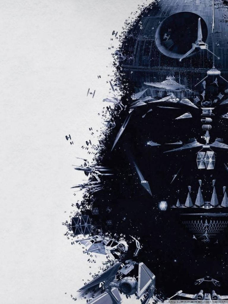 Desintegrandoa Darth Vader De Star Wars En El Teléfono Celular. Fondo de pantalla