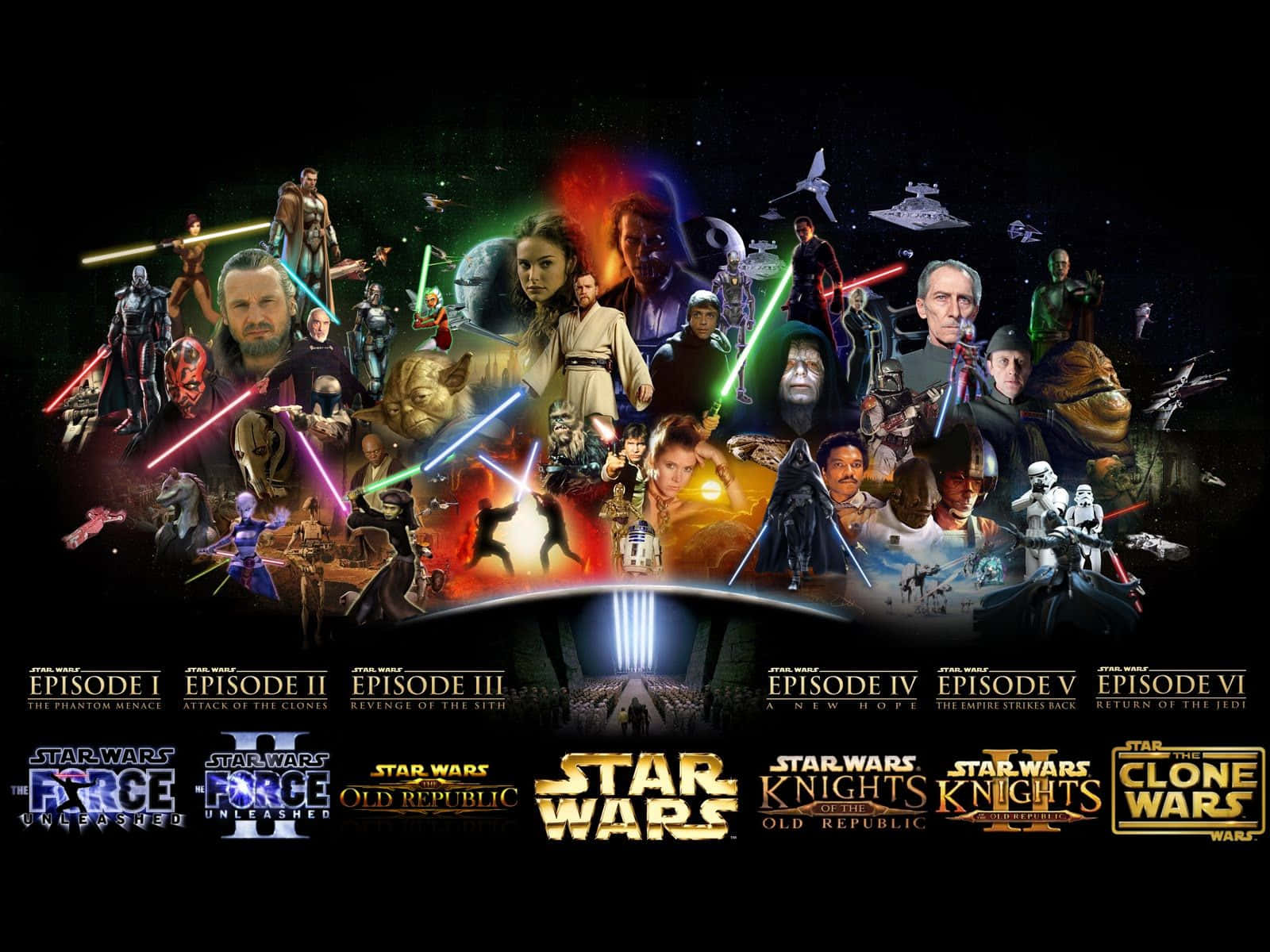 Befürchtetegruppe Von Star Wars Charakteren Bereit Für Action Wallpaper