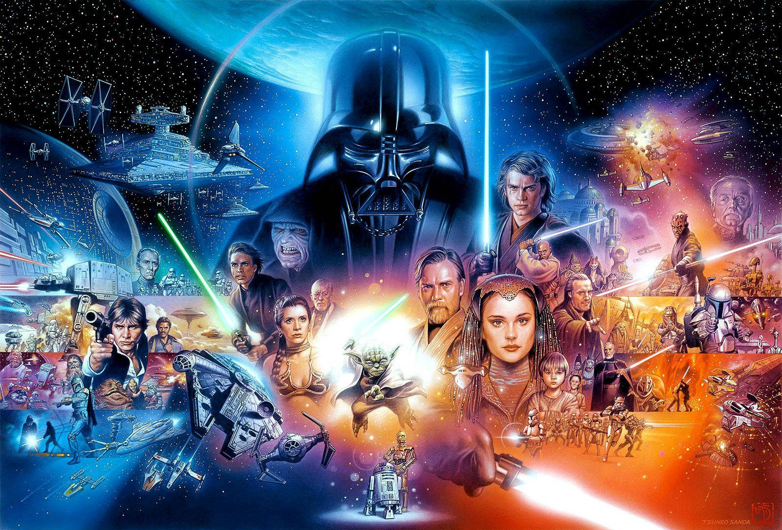 Dieikonischen Charaktere Aus Der Beliebten Star Wars-reihe. Wallpaper